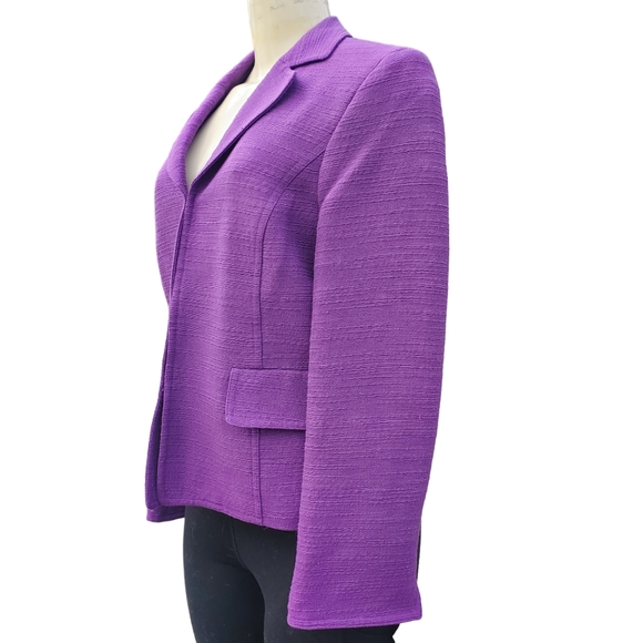 Evan Picone Jacket Blazer Open Front Career Essentials Hook Eye Purple NWT Sz10 - Picture 3 of 12